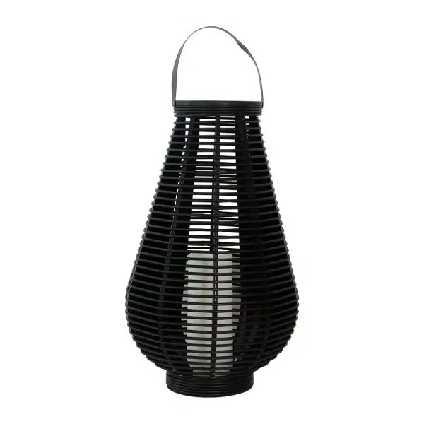 Waterproof PVC Weaving Rattan LED Black Modern Portable Solar Lanterns - Image 6
