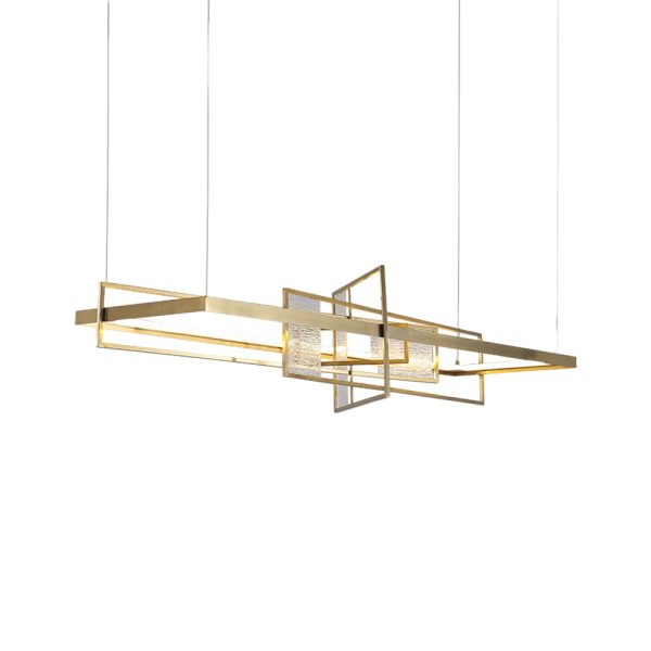 Rectangular Iron Frame Glass Decor LED Chandeliers Hanging Lights - Image 9