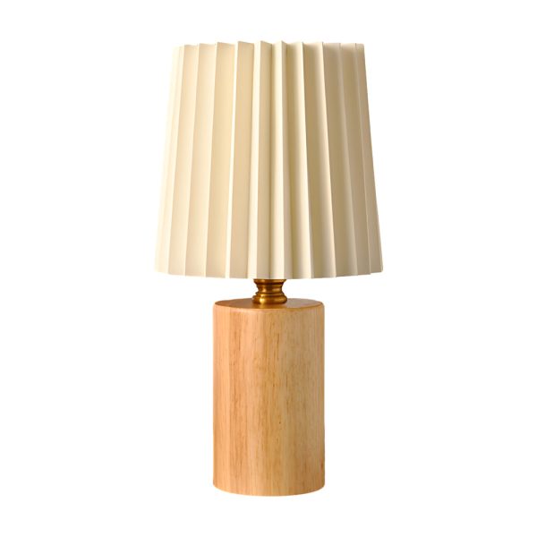 Wood Column Table Lamp with Pleated Empire Lampshade - Image 8