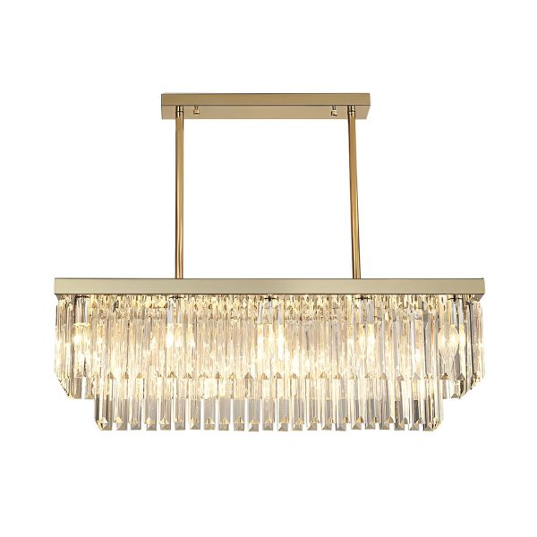 Rectangular LED Three Step Dimming Crystal Strips Postmodern Chandelier - Image 7