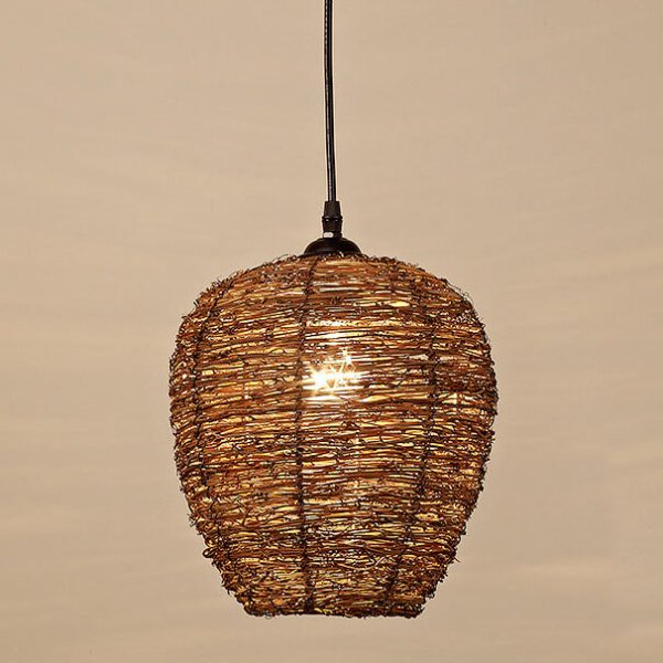 Retro Rattan Weaving Dome 1-Light Pendant Light - Image 17