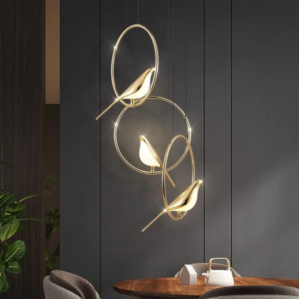 Nordic Creative Bird Shaped Acrylic LED 1/3/6 Light Chandelier - Image 7