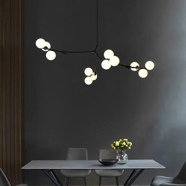 Nordic Style Modern Minimalist Cluster Metal Glass Chandelier ?Black & Gold Fixture - Image 3