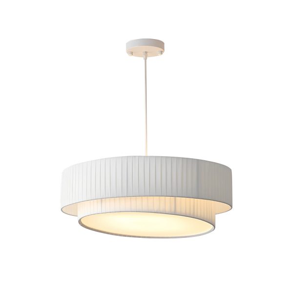 Double Layer Drum Pleated Fabric White Creative Nordic Chandelier Light - Image 5