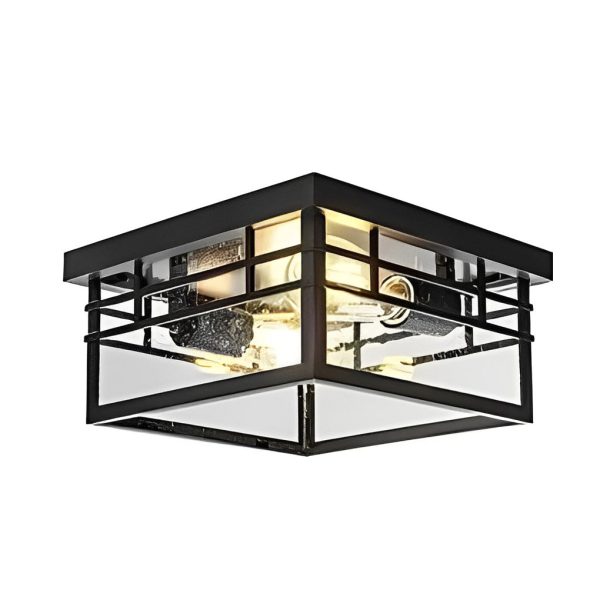 Round Square Waterproof Black Rustic Outdoor Light Ceiling Lighting - Image 6