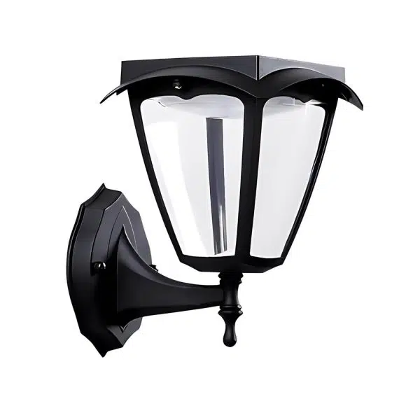 1-Light Black Solar Powered Porch Sconce LED Outdoor Wall Light - Image 9