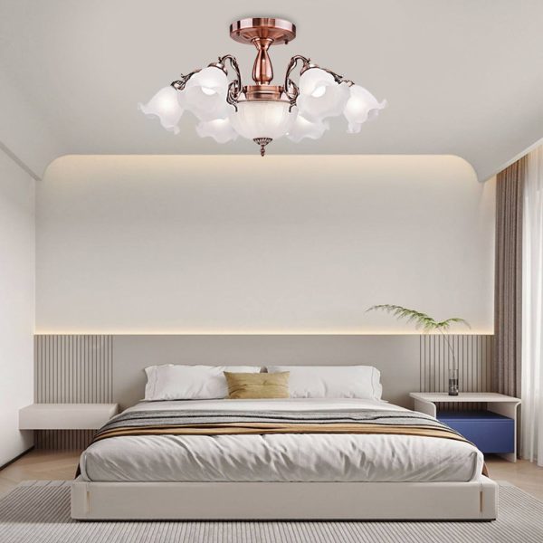 8-light Electroplated Glass Flower Shaped LED Traditional Chandeliers - Image 4