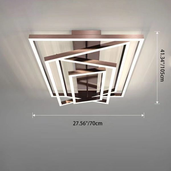 Modern Minimalist Aluminum Finish Multi-layer Rectangular Frame LED Flush Mount Ceiling Light For Living Room - Image 5
