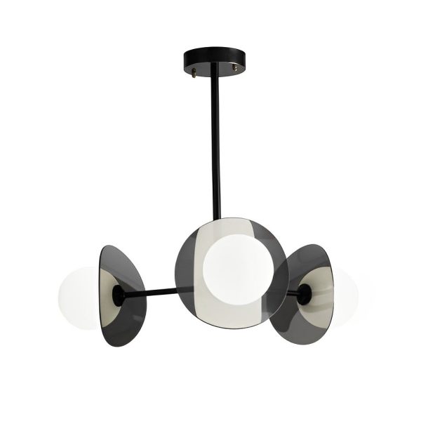 Round Electroplated Glass Piece Copper Black Modern Chandeliers Light - Image 7