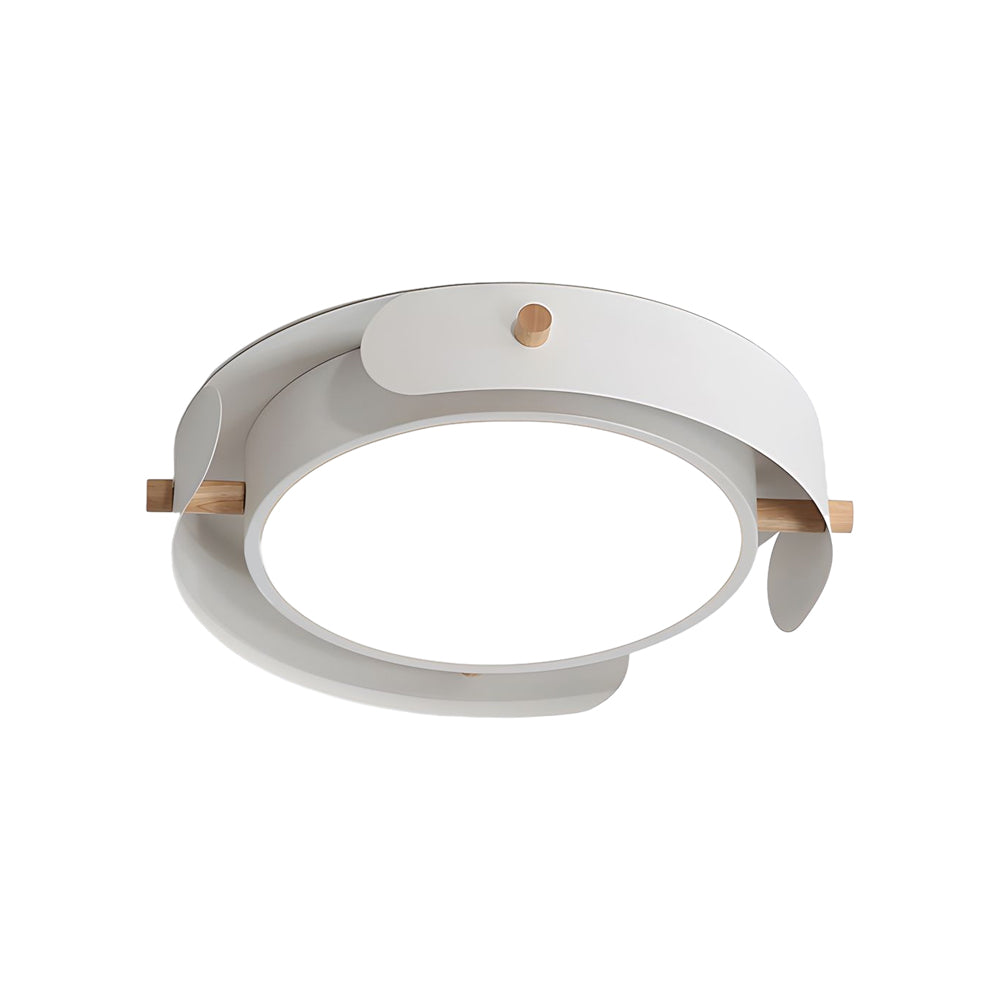 1-aa7bed49-51c9-4c76-a68f-a32a81b6bae7.jpg Round Nordic White Metallic Wood Drum Flush Mount Ceiling Light - Image 7