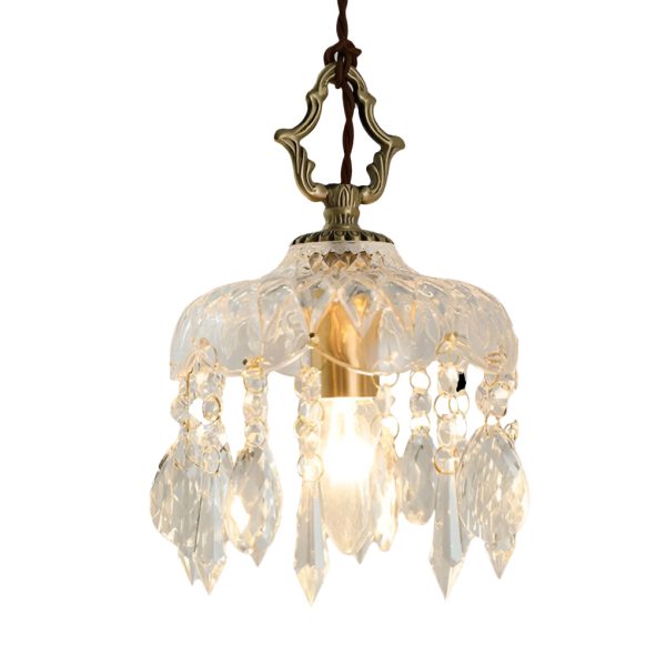 Retro Glass Crystal LED Gold Modern Pendant Lights Hanging Ceiling Lamp - Image 7