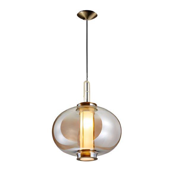 1-Light Amber Glass Shade Post-Modern Pendant Lights Hanging Lamp - Image 11