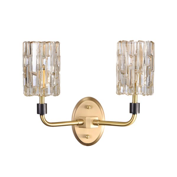 Luxury Copper Armed Crystal Wall Light Modern 1/2-Light Sconce - Image 8