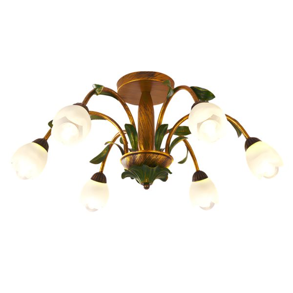 Pastoral Creative Flowers 3 Step Dimming American Style Ceiling Light Fixture - Image 10