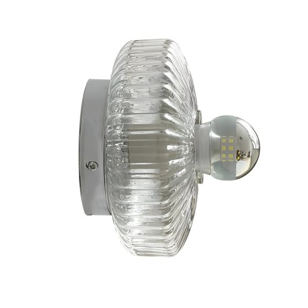 Round Cup Lid Transparent Glass Chromed Metal Medieval Modern Wall Lamp - Image 5