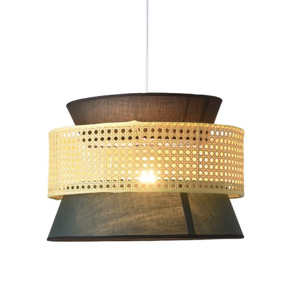 Modern Rattan Japanese Drum Shape 1-Light Pendant Light - Image 4