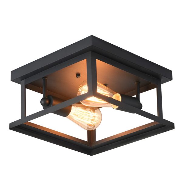 Square Iron Retro Industrial Ceiling Lights Flush Mount Lighting - Image 7