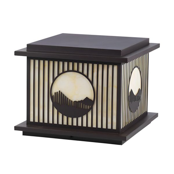 Retro Mountain Scenery LED Waterproof Black Modern Solar Pillar Lamp - Image 8