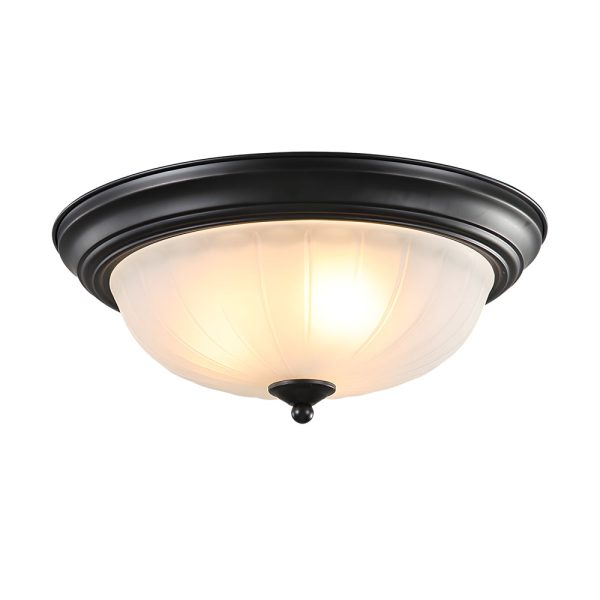 Round Glass Shade Iron Simple American Style Bedroom Ceiling Light Fixture - Image 9