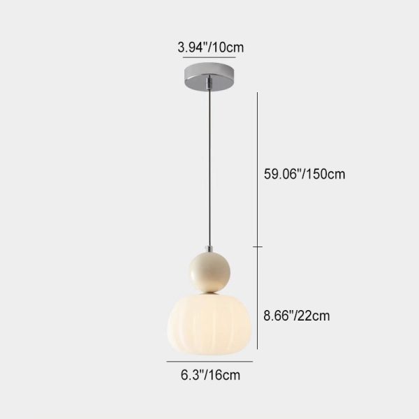 Modern Minimalist Round Pumpkin Iron Acrylic 1-Light Pendant Light For Bedroom - Image 4