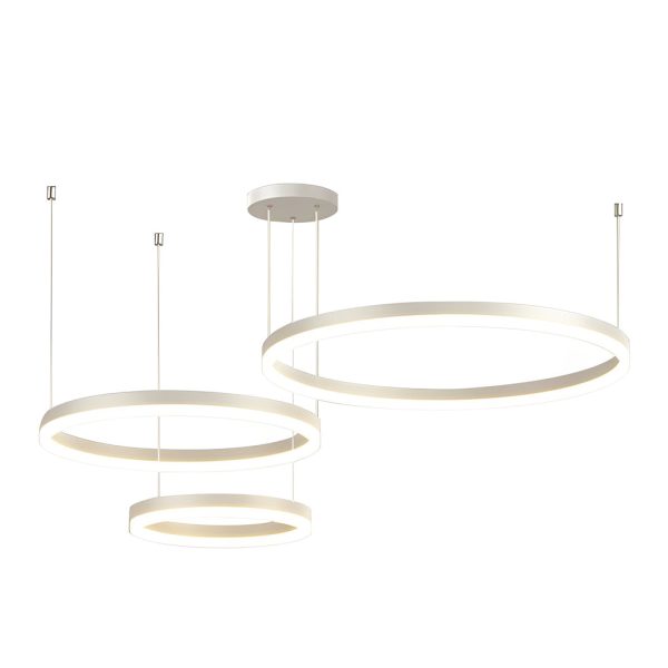 Circular Rings Creative LED 3 Step Dimming White Modern Chandelier Light - Image 7