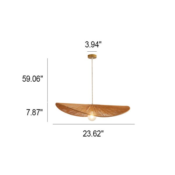 Japanese Minimalist Rope Weaving Straw Hat Round 1-Light Pendant Light - Image 7