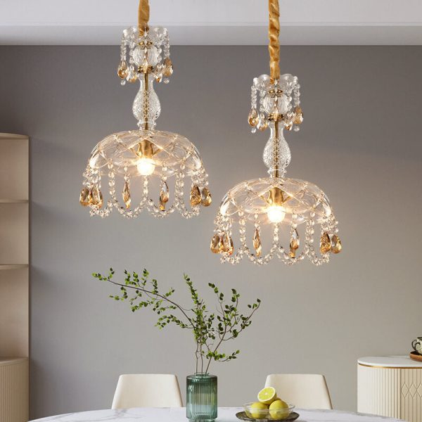 Modern Luxury Crystal Hanging Dome 1-Light Pendant Light - Image 6