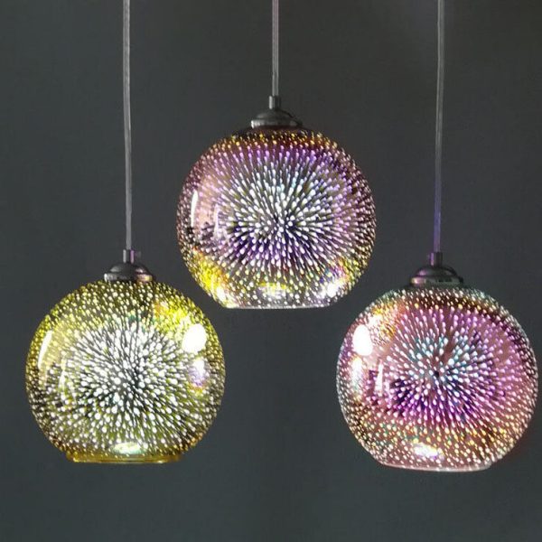 Modern Creative 3D Colorful Fireworks Glass 1-Light Dome Pendant Light - Image 5
