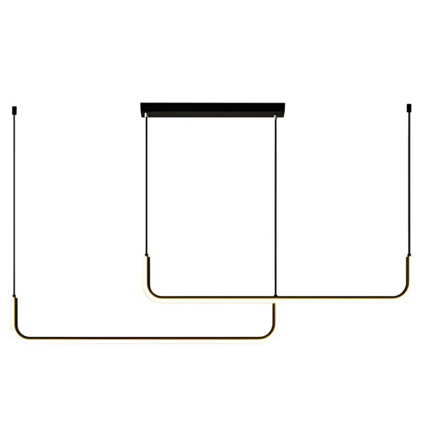 Minimalist Strip Three Step Dimming LED Black Nordic Chandelier Pendant Light - Image 10