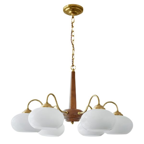 4 Lights 6 Ligths Glass Wood E27 LED Nordic Chandelier Hanging Ceiling Lights - Image 6