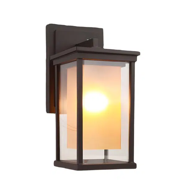 Black Square Outdoor Wall Lantern with Double Glass Shade - Image 6