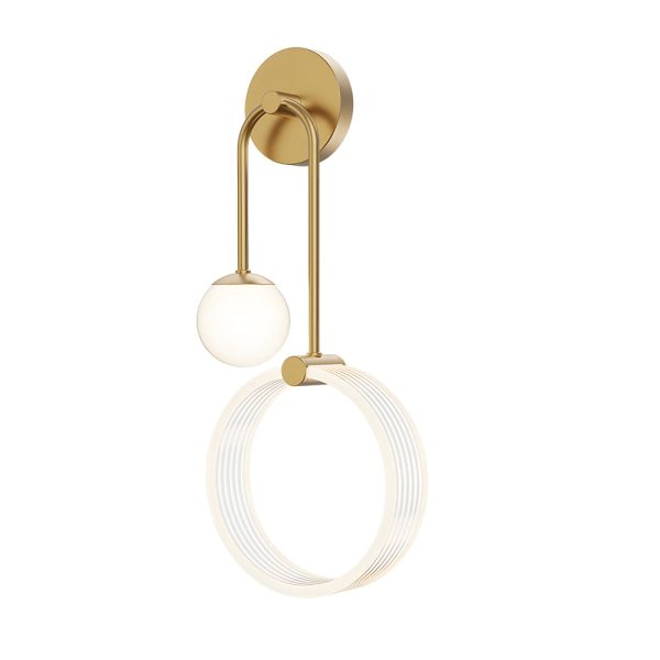 Modern 2-Light LED Wall Sconces with Acrylic Ring and Frosted Globe - Image 8