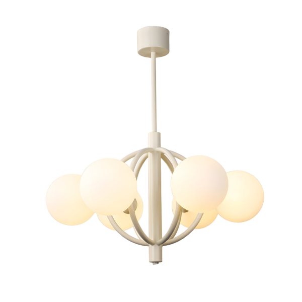 19.68-In. Midcentury 6-Light Beige Glass Sphere Chandelier - Image 7