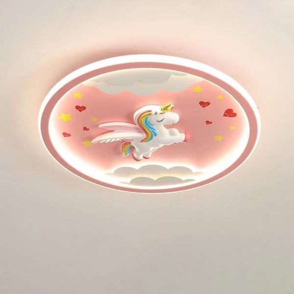 Modern Cartoon Resin Airplane Pegasus Acrylic Shade LED Kids Flush Mount Ceiling Light - Image 3