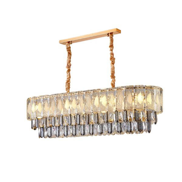 Round Three Step Dimming LED Crystal Strips Postmodern Chandelier Light - Image 7