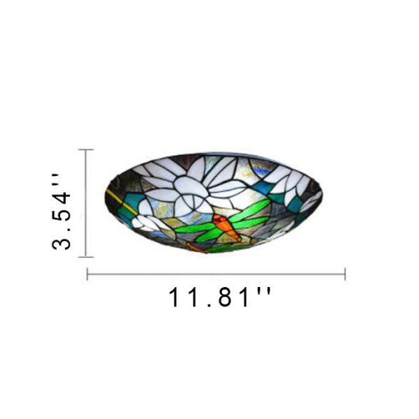 Vintage Tiffany Dragonfly Stained Glass 2/3 Light Flush Mount Ceiling Light - Image 5