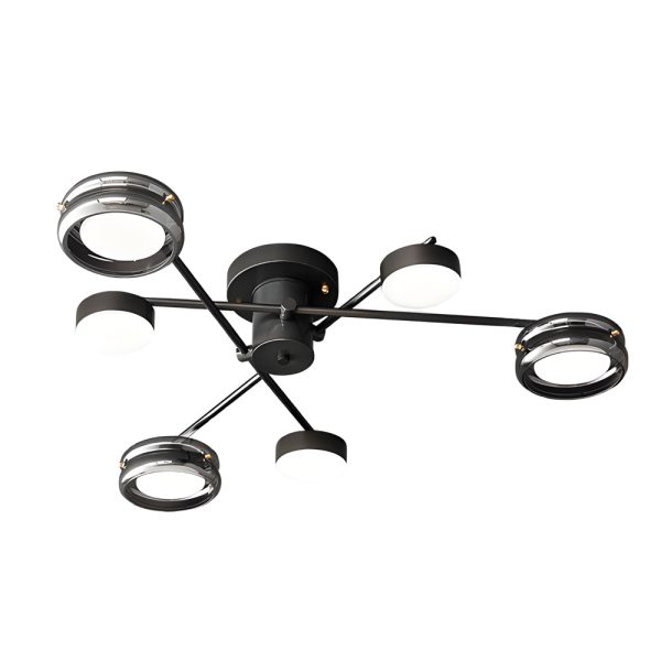 Artistic Multi-Head Matte Black Copper Semi-Flush Mount Ceiling Lighting - Image 8