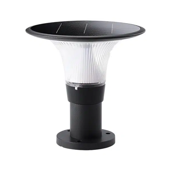 Round Dimmable LED Waterproof Black Modern Solar Fence Post Lights Pillar Lamp - Image 10