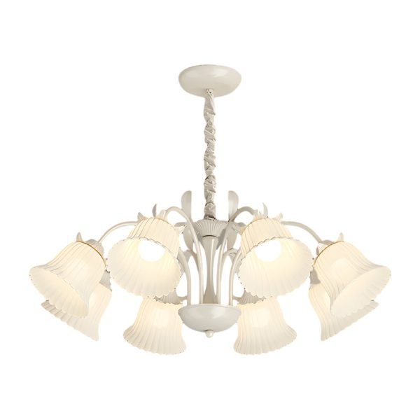 8 Heads Pastoral White Flowers 3 Step Dimming French Style Chandelier - Image 5