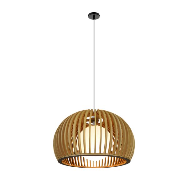 Hemispherical Wood Birdcage Glass Ball Shade Creative Modern Chandelier - Image 8