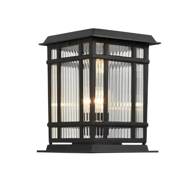 Retro Glass LED Waterproof Matte Black Modern Solar Fence Post Lights - Image 8