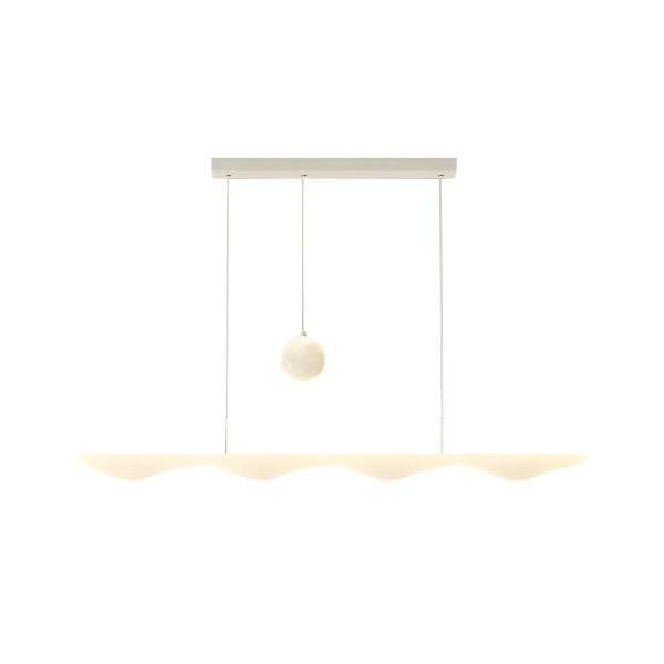 Long Strip Waves Moon Three Step Dimming White Creative Modern Chandelier - Image 6