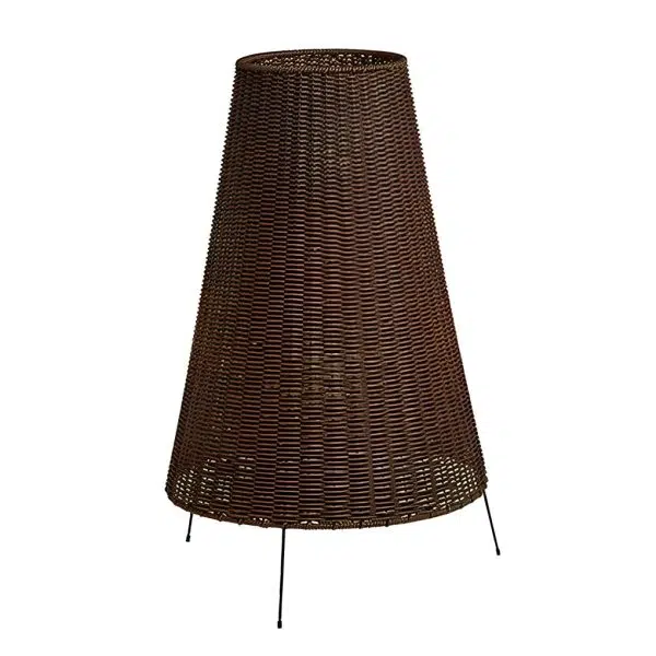 Rattan Shaded Tripod Metal and 1-Light Outdoor Floor Lamp - Image 7