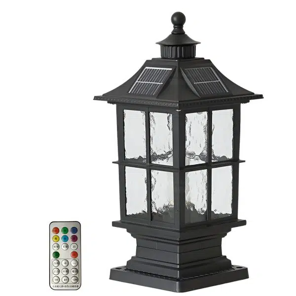 Waterproof Dimming LED Black Modern Solar Post Caps Light with Remote Control - Image 8