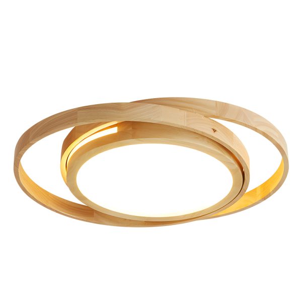 Wooden Oval Rings Round LED Flush Mount Lighting Round Acrylic Ceiling Light Bedroom Ceiling Lamp - Image 9