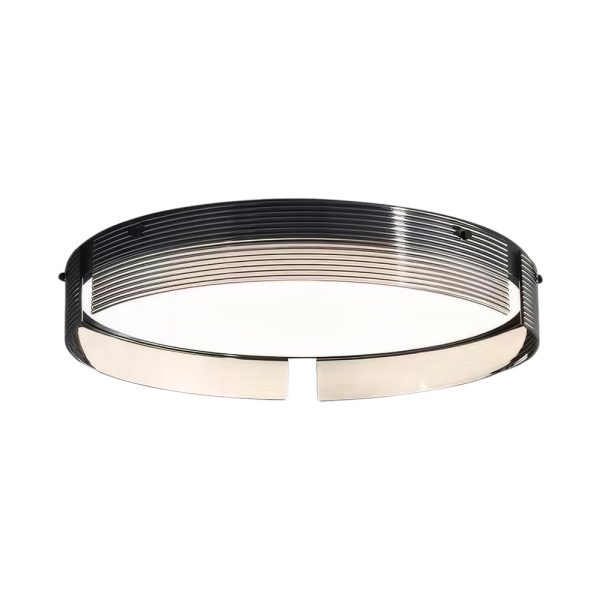 16.5/20.5-in Round Black Stripe Glass LED Flush Mount Light - Image 7