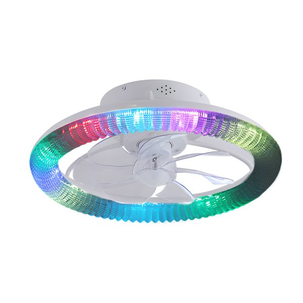 Round Dimmable with Remote Control RGB White Modern Ceiling Fan and Light - Image 9