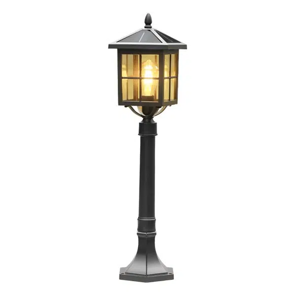 Retro Black Solar & Hardwired Outdoor Pavilion-Inspired Lawn Lamp - Image 10