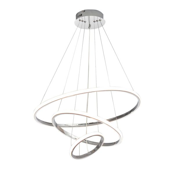 Contemporary Hanging 3/4-Light Tiered Ring Chandelier - Chrome - Image 10