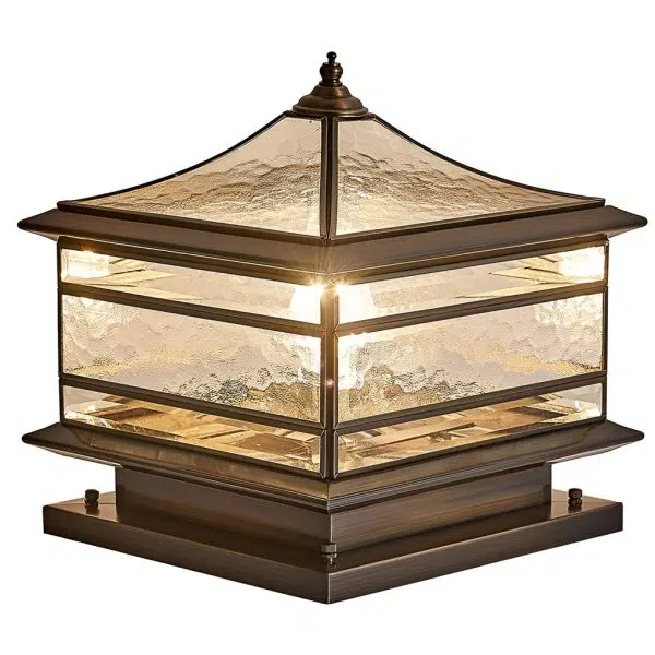 Waterproof Glass Copper Vintage Outdoor Fence Post Lights Pillar Light - Image 6